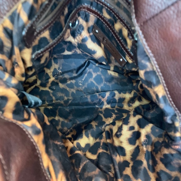 B Makowsky Brown Genuine Leather Bag with Leopard Print Interior! - Picture 6 of 9
